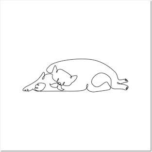 One Line Lazy Persian Cat Posters and Art